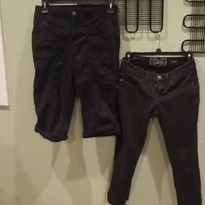 2 black cropped pants